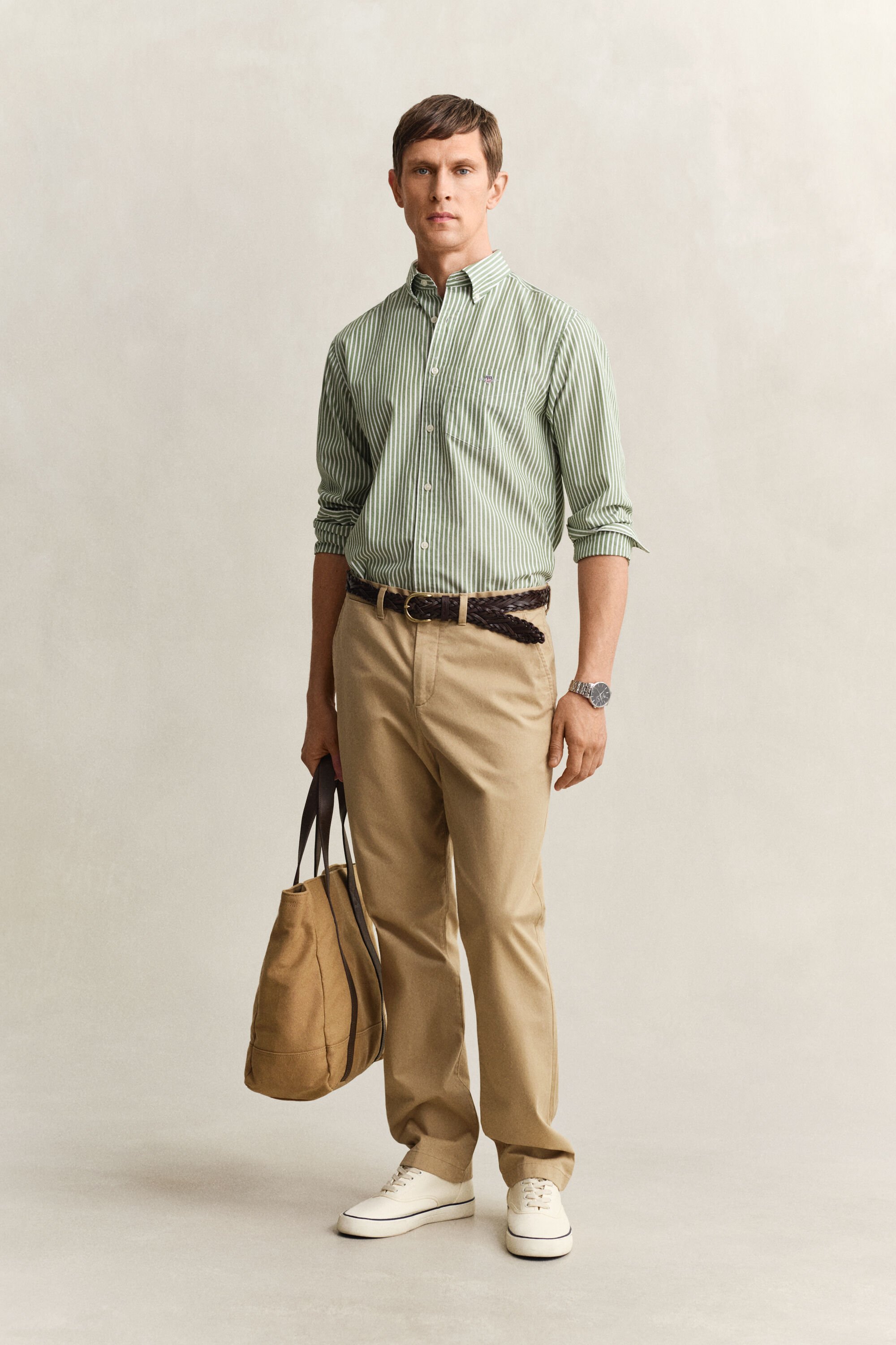 Camisa clásica de popelina a rayas