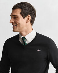 Jersey clásico de algodón con cuello de pico