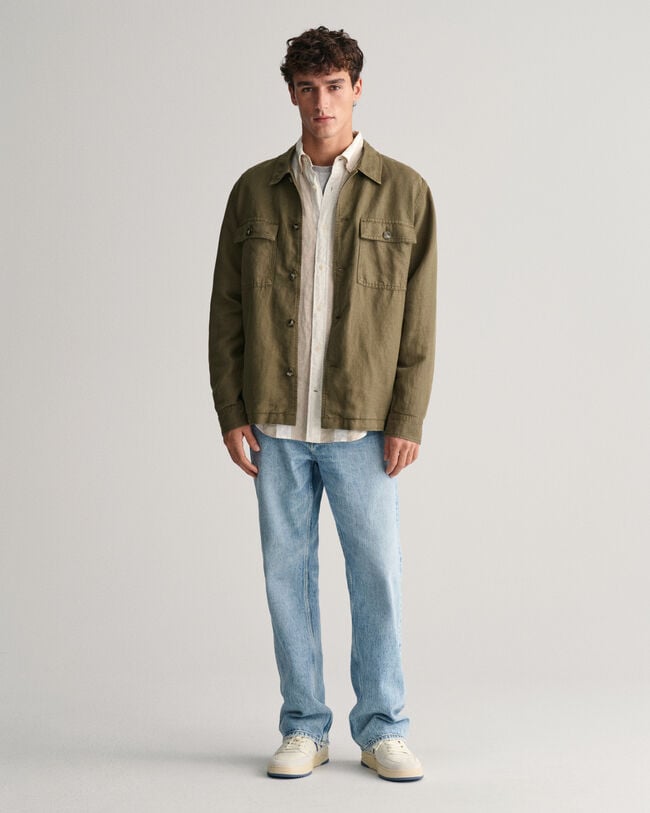 Camisa Regular Fit de lino a rayas atrevidas