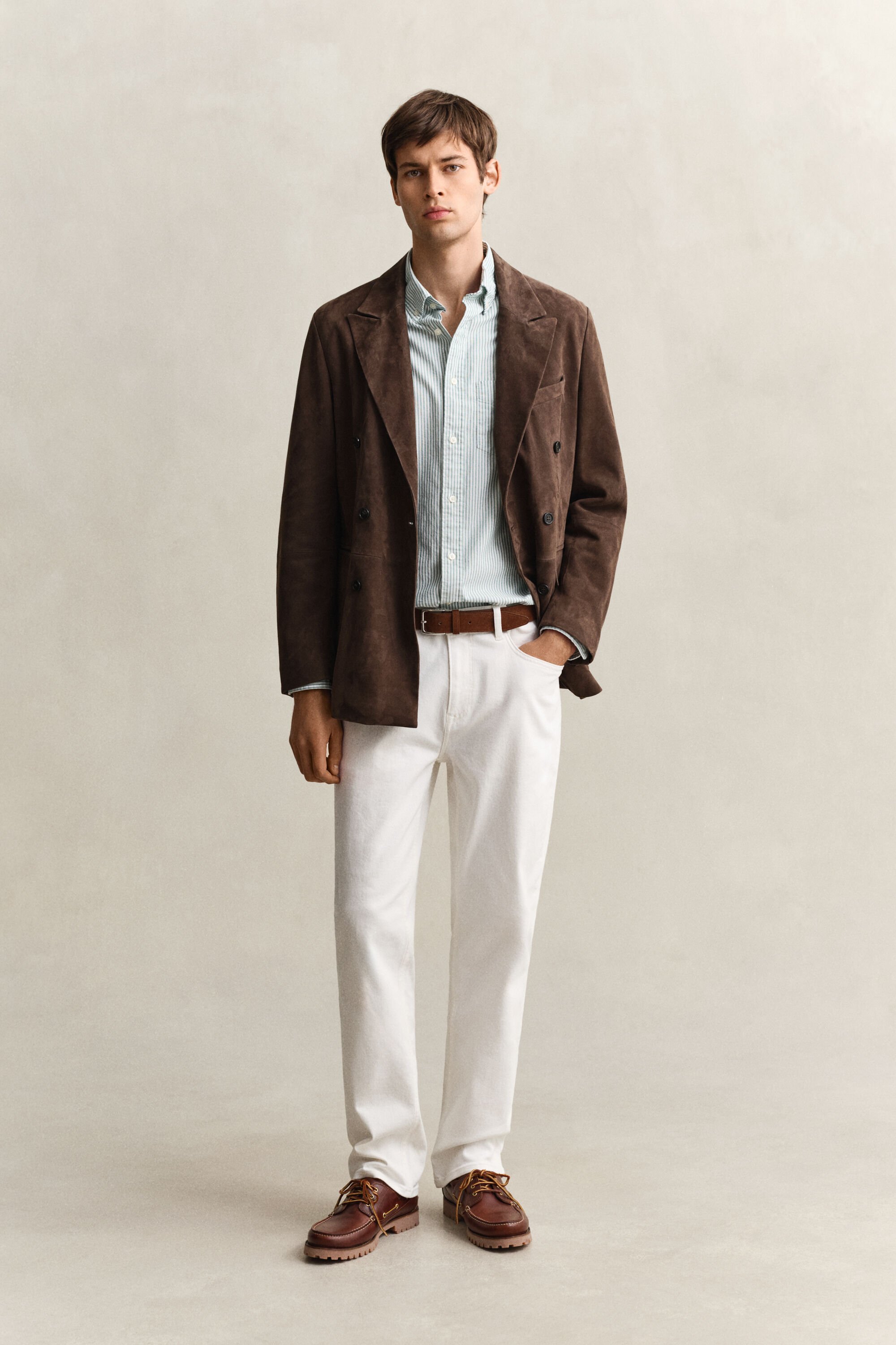 Camisa Oxford clásica de rayas finas