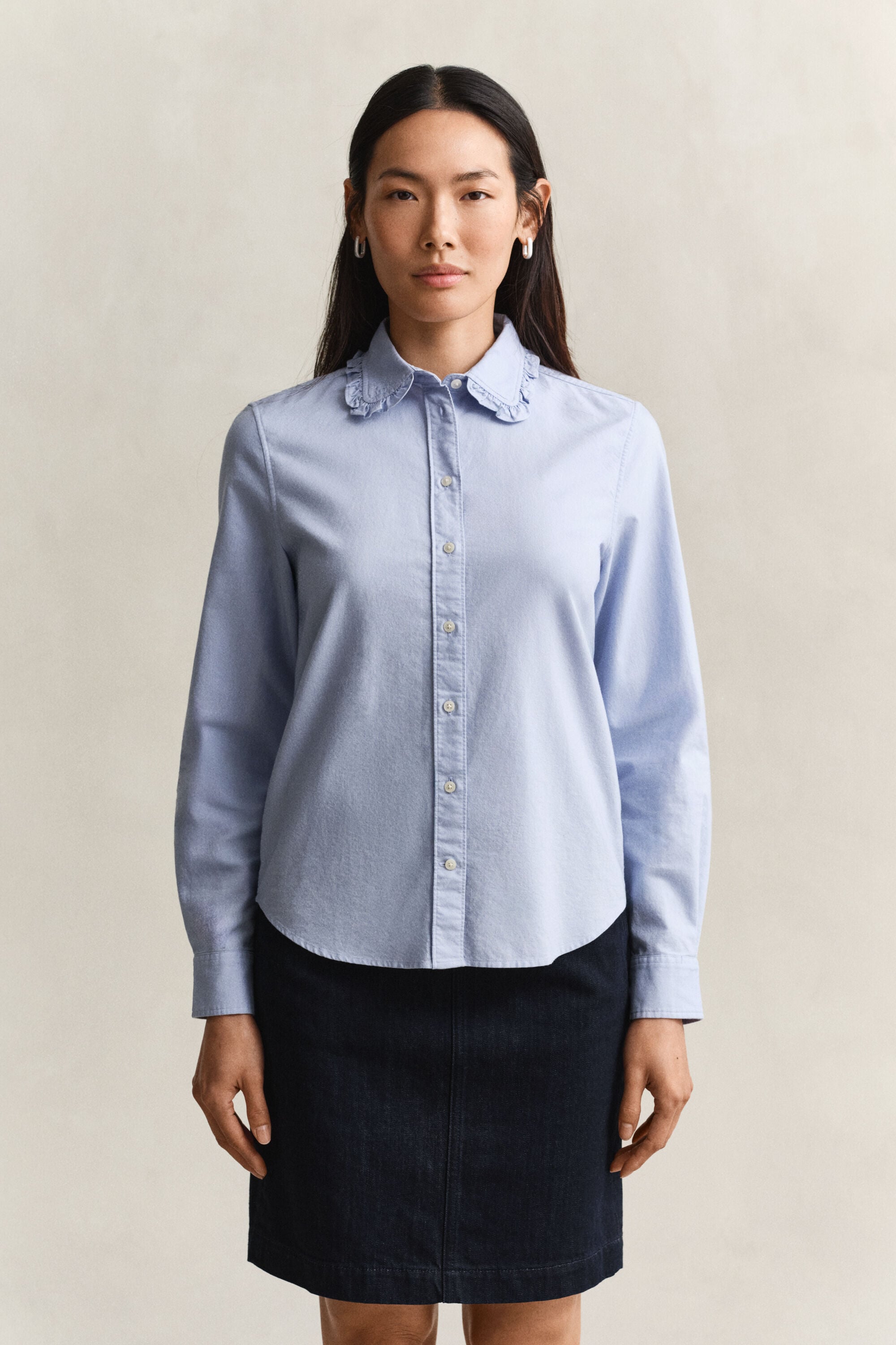 Camisa Oxford clásica con volantes