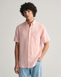 Camisa Regular Fit de manga corta y lino a rayas
