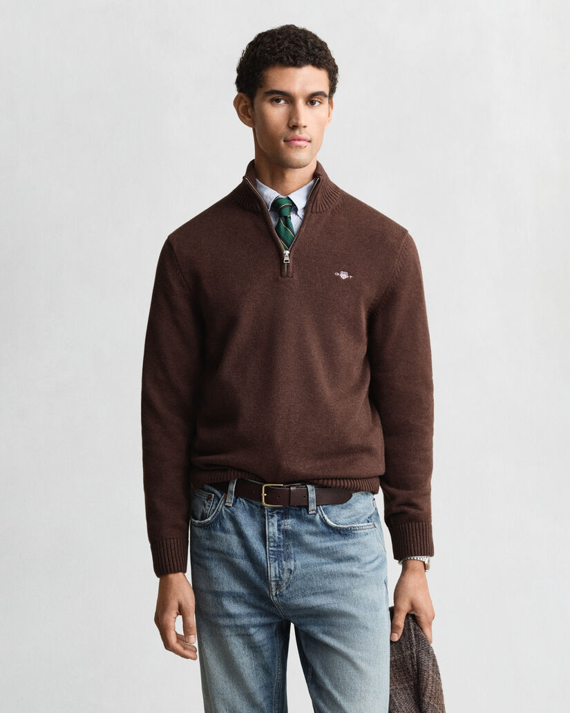 Jersey de algodón con media cremallera Casual