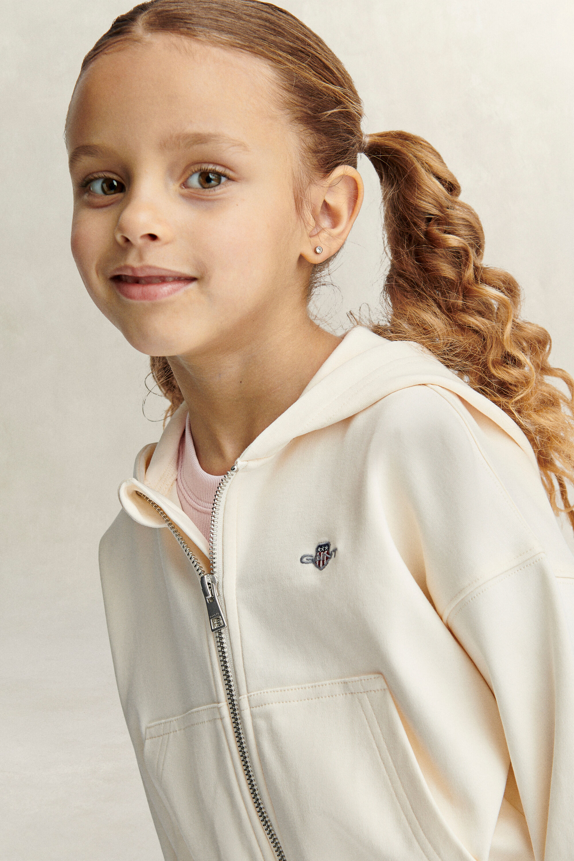 Sudadera corta con capucha y cremallera Shield Girls
