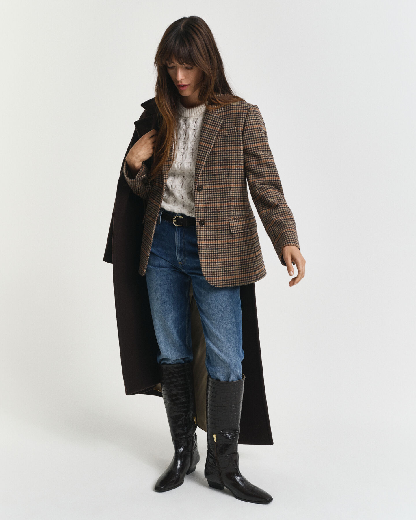 Americana Regular Fit de lana con diseño de pata de gallo