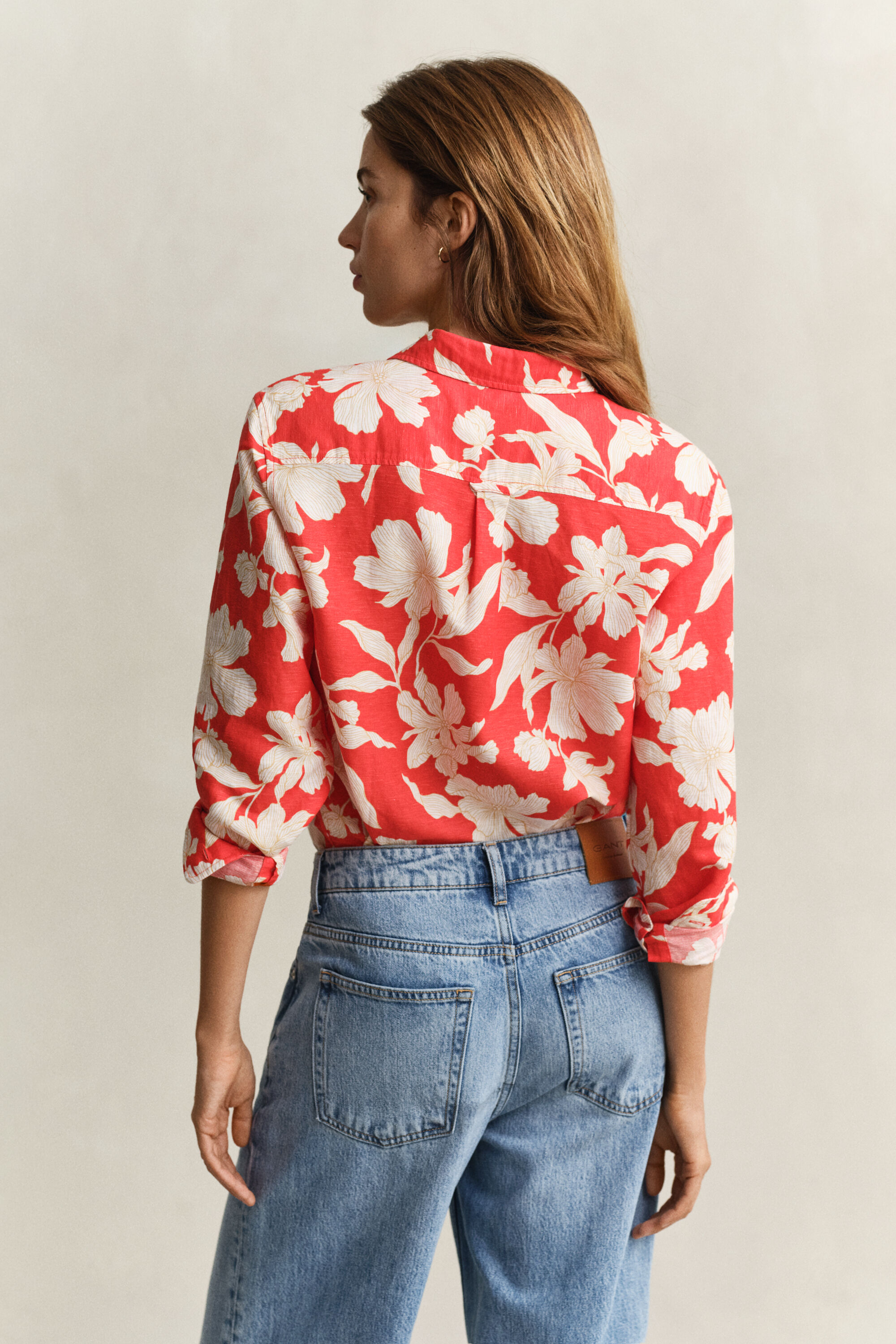 Camisa de lino de flores