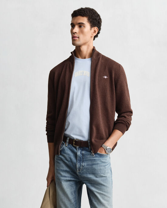 C&aacute;rdigan de algod&oacute;n con cremallera Casual