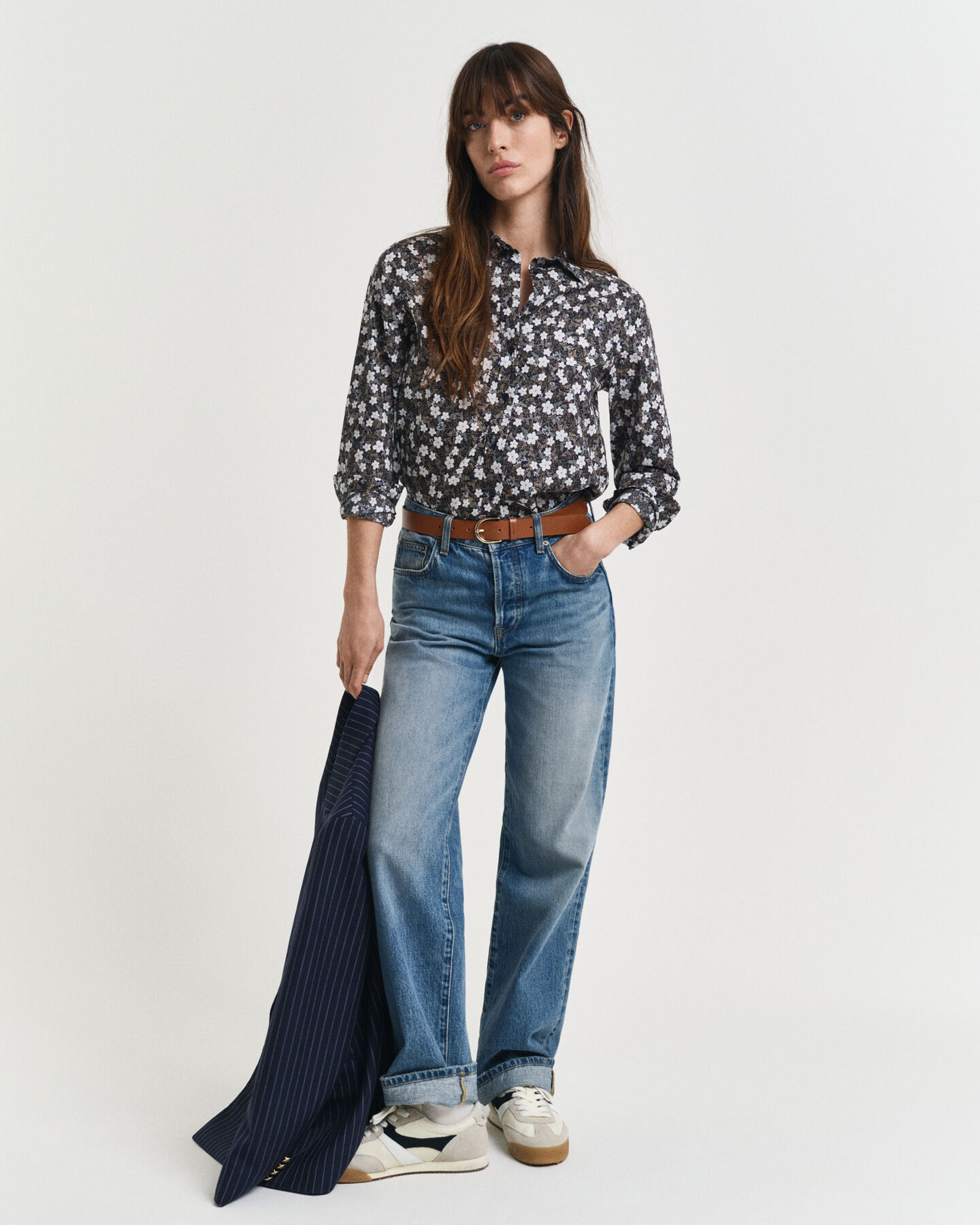 Camisa Regular Fit en gasa de algodón con estampado floral