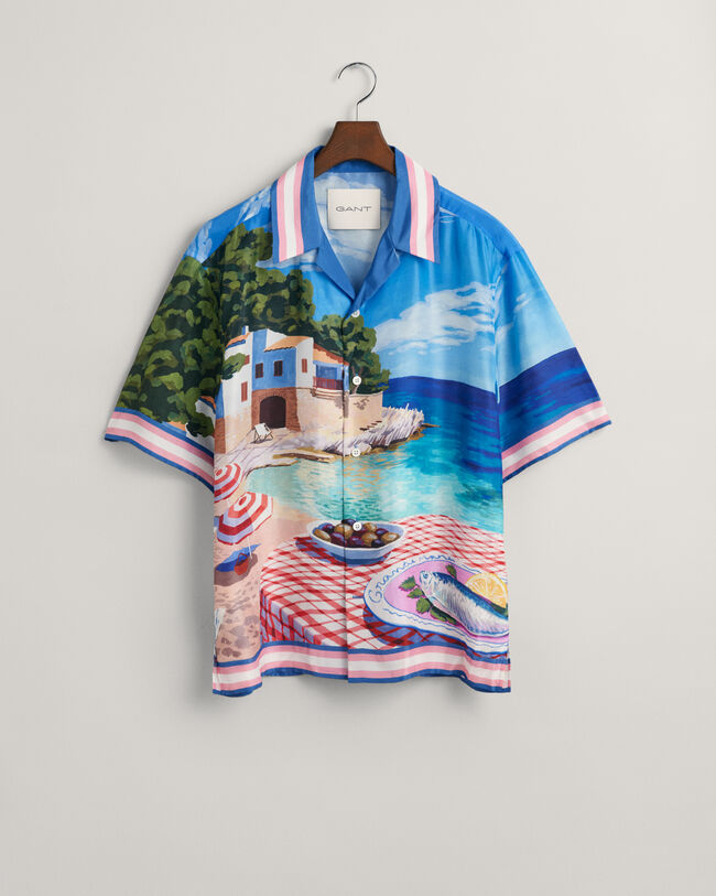 Camisa Relaxed Fit de seda Scenery Print