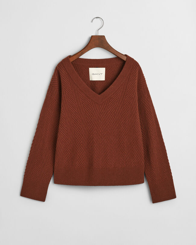 Jersey de cuello de pico con dise&ntilde;o de espiga