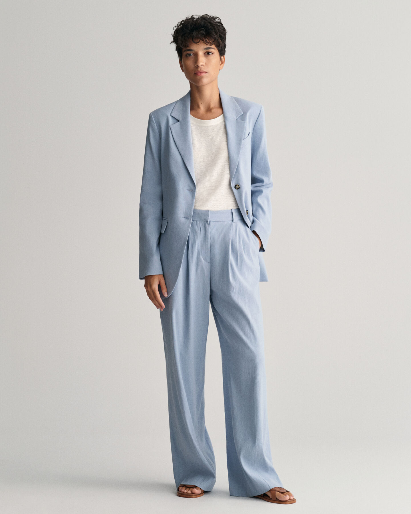 Pantalones de vestir Regular Fit en lino elástico