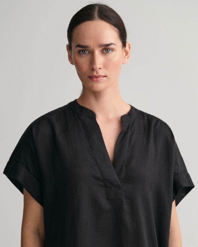 Caft&aacute;n de manga corta de lino