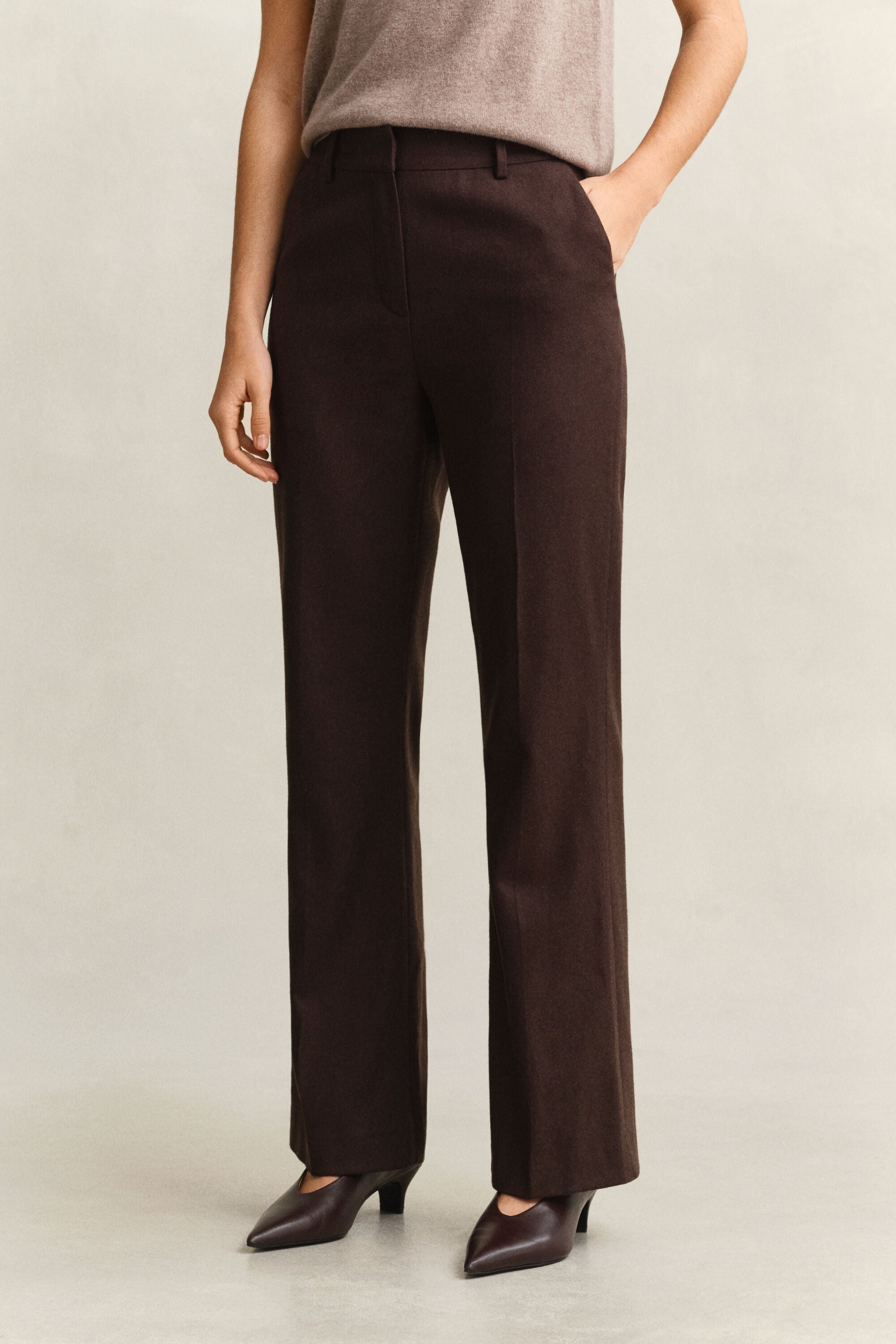 Pantalones de franela Slim Fit acampanados