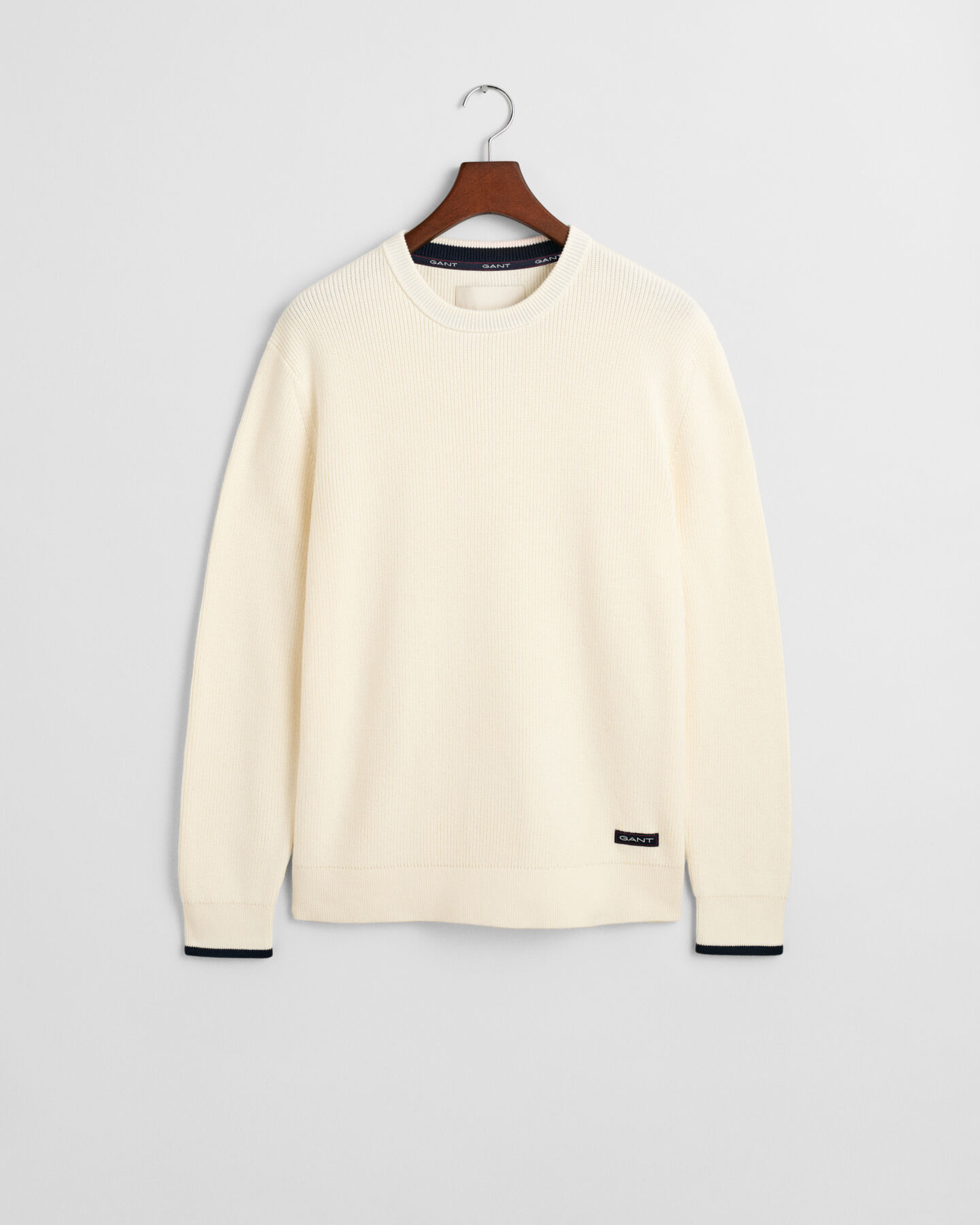 Jersey de cuello redondo de algod&oacute;n acanalado