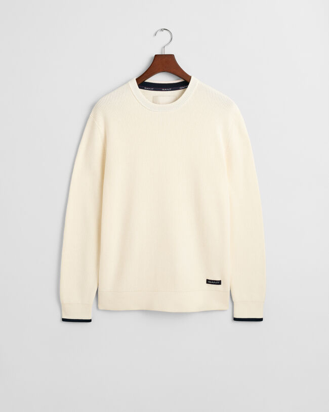 Jersey de cuello redondo de algod&oacute;n acanalado