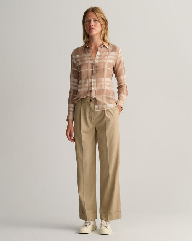 Camisa Regular Fit de seda a cuadros