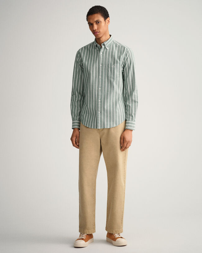 Camisa Oxford Regular Fit a rayas anchas