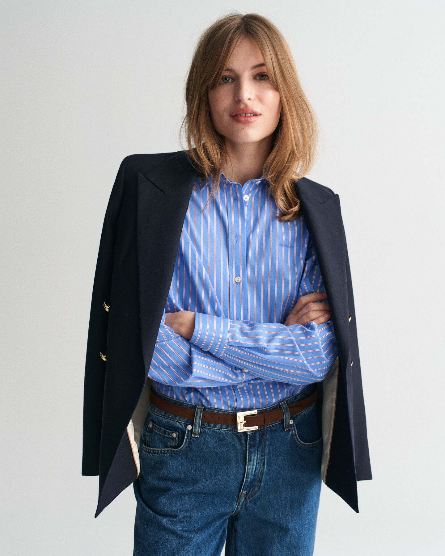 Camisa Regular Fit clásica de popelina a rayas