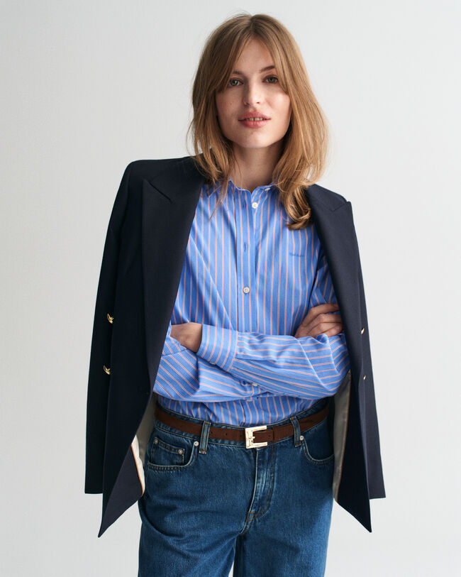 Camisa Regular Fit clásica de popelina a rayas