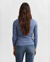 Jersey de cuello redondo y punto de ochos en algodón elástico