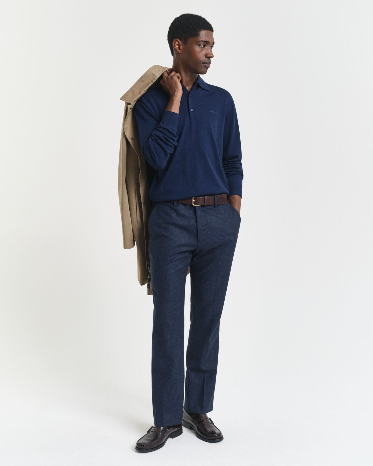 Jersey tipo polo de lana merino extrafina