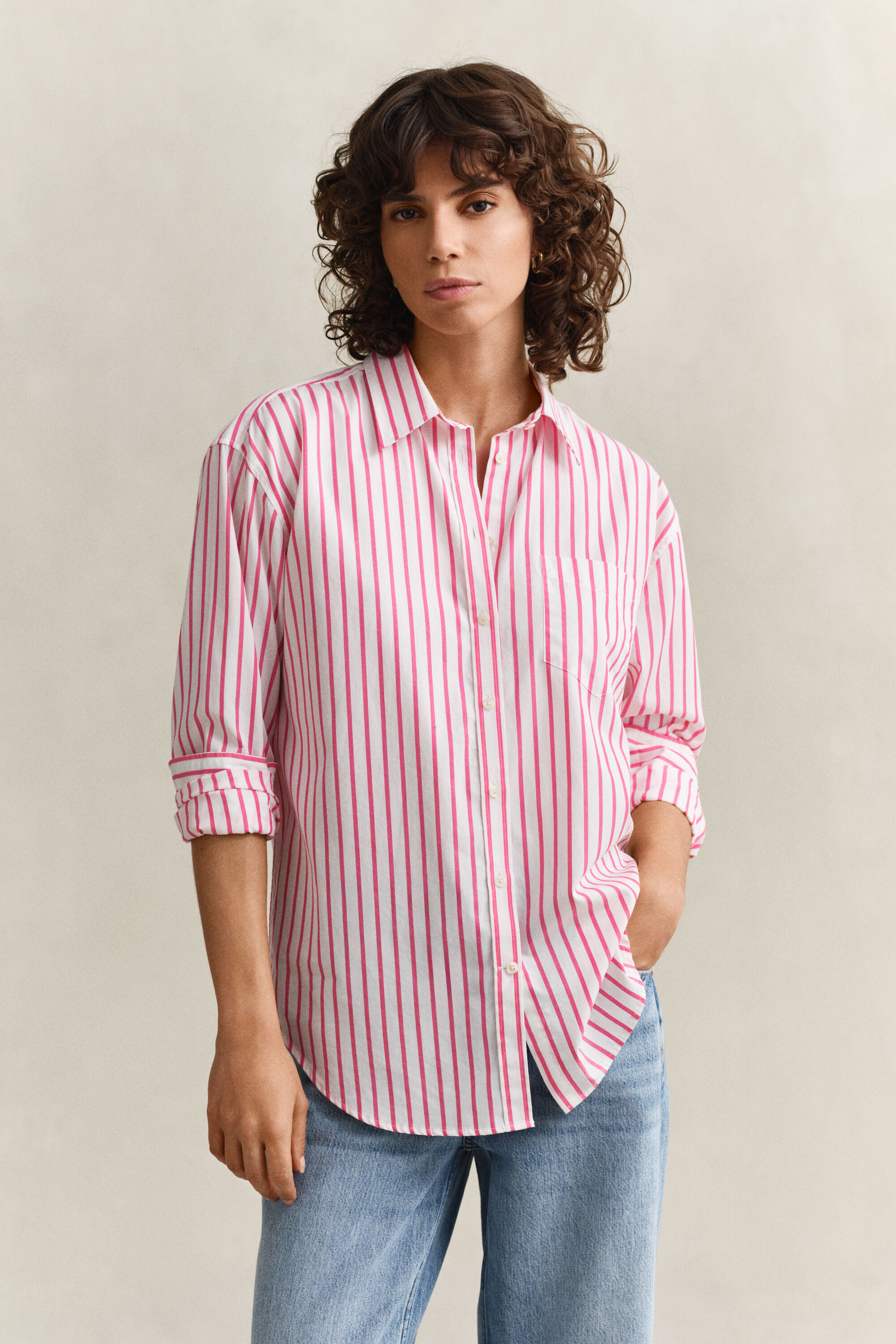 Camisa Relaxed Fit clásica de popelina a rayas