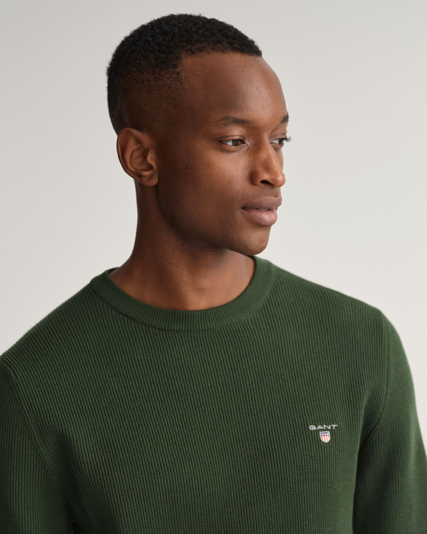 Jersey acanalado con cuello redondo Texture