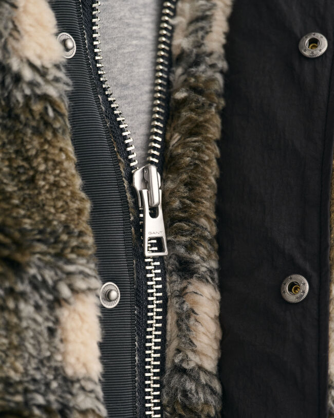 Chaqueta polar a cuadros con cremallera