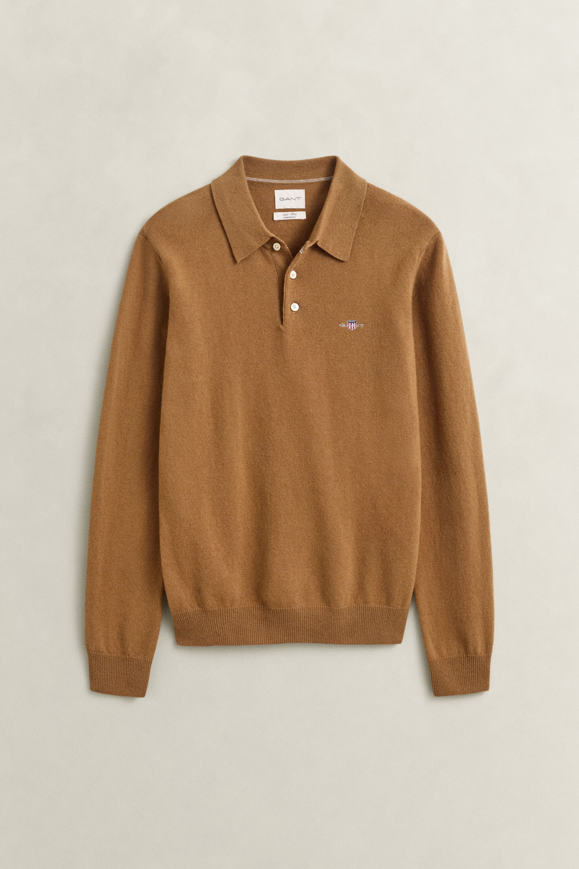 Jersey tipo polo de lana de oveja muy fina