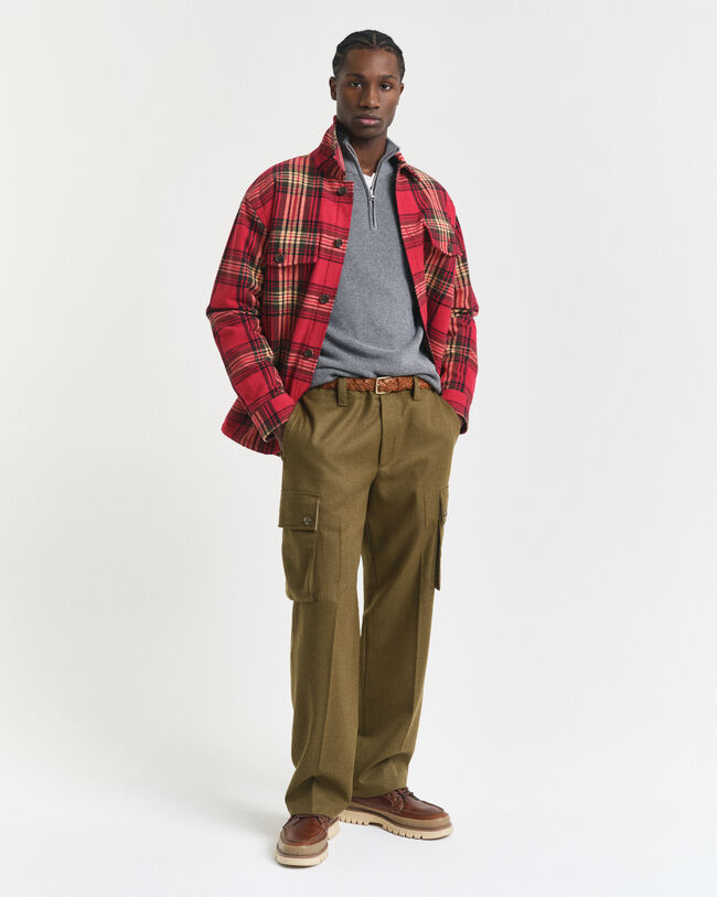 Jersey acanalado de algodón y lana merino con media cremallera