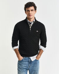 Jersey de punto de ochos con media cremallera en algodón