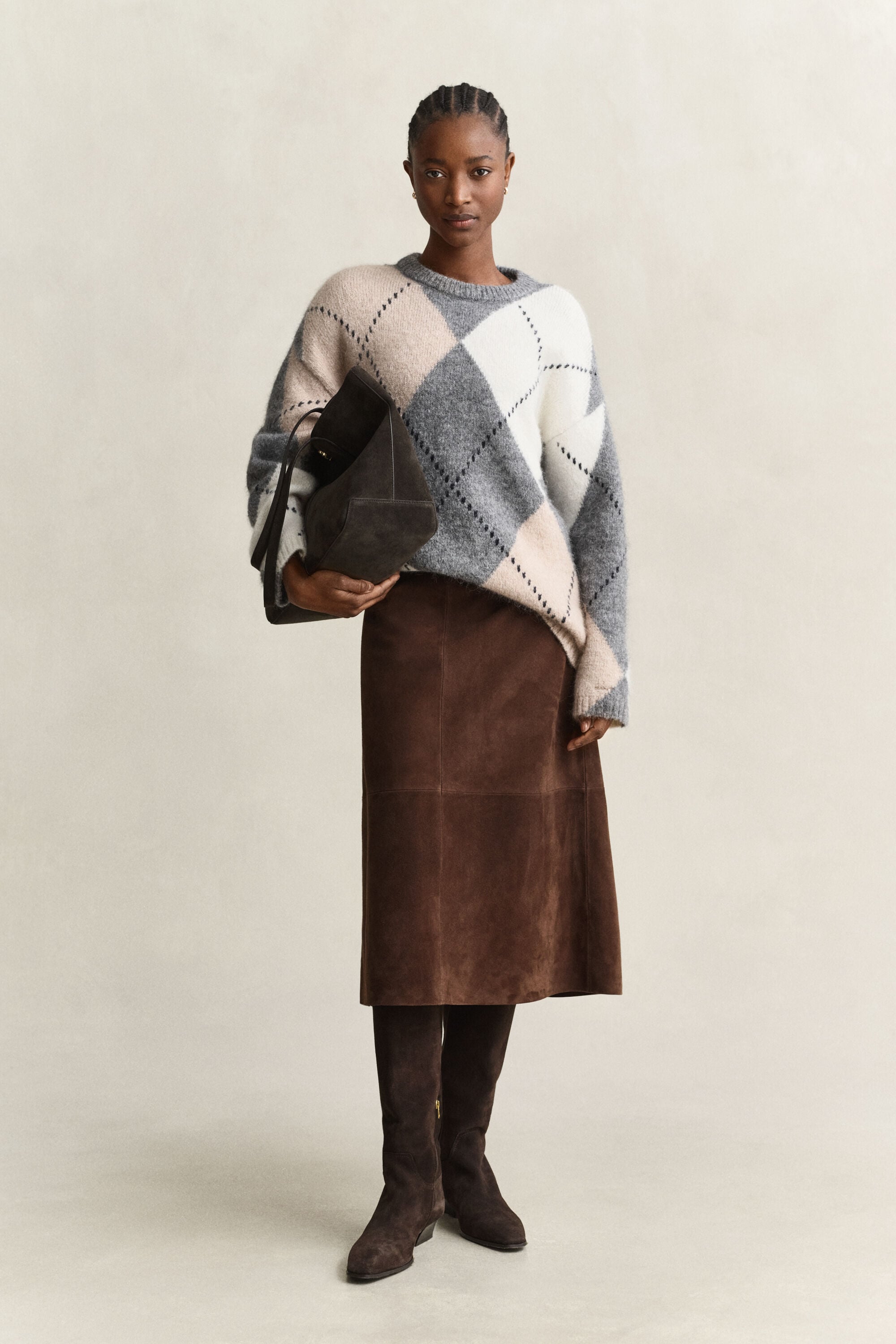 Jersey de rombos en mezcla de lana de alpaca