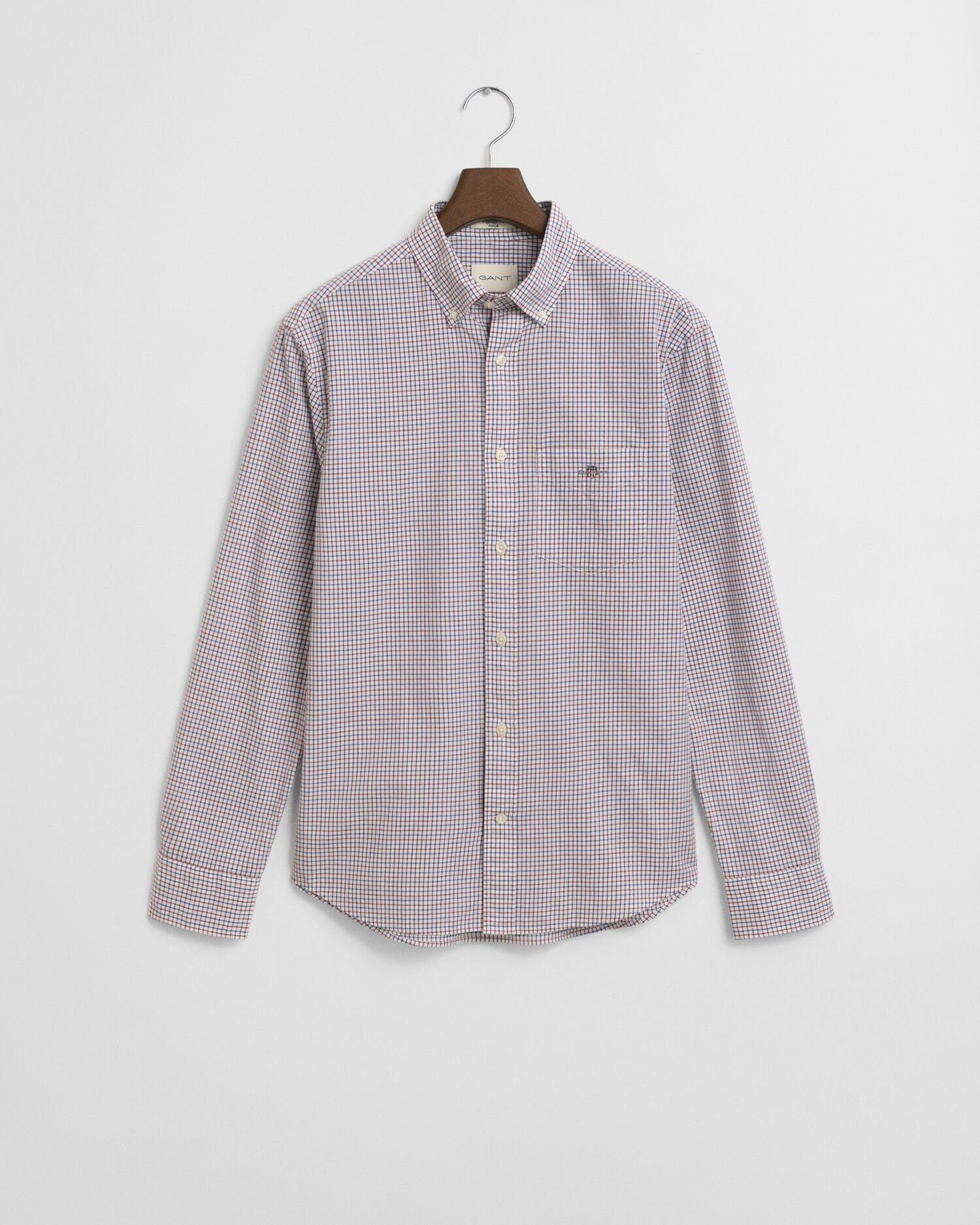 Camisa Regular Fit clásica de popelina a cuadros pequeños