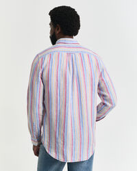 Camisa Regular Fit de lino con rayas multicolor