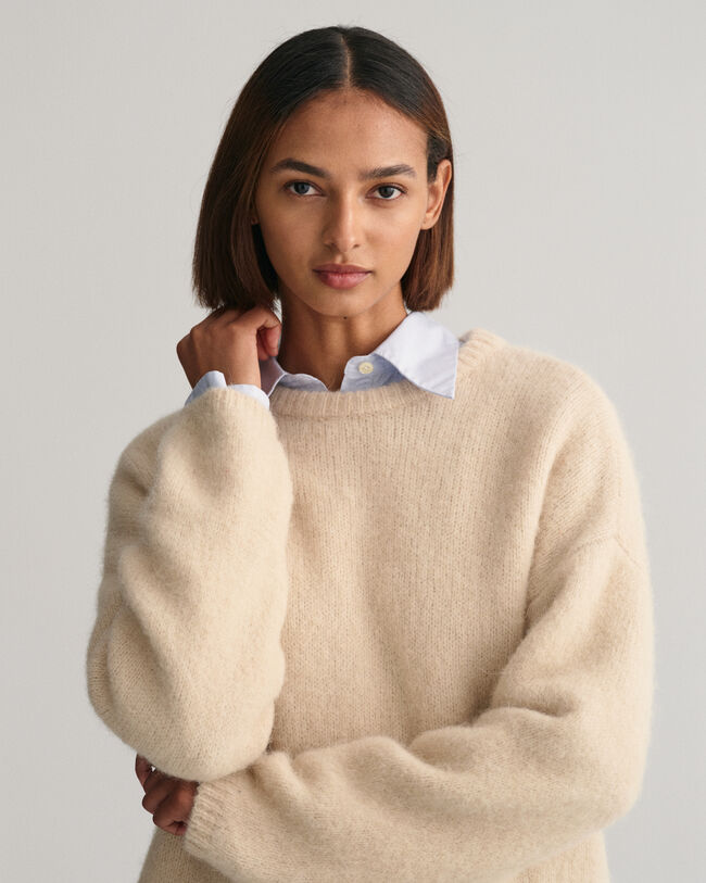 Jersey de cuello redondo Hairy Textured