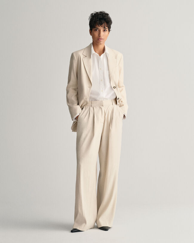 Pantalones de vestir Regular Fit en lino elástico