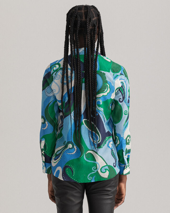 Camisa Regular Fit de seda y algodón con estampado de cachemir