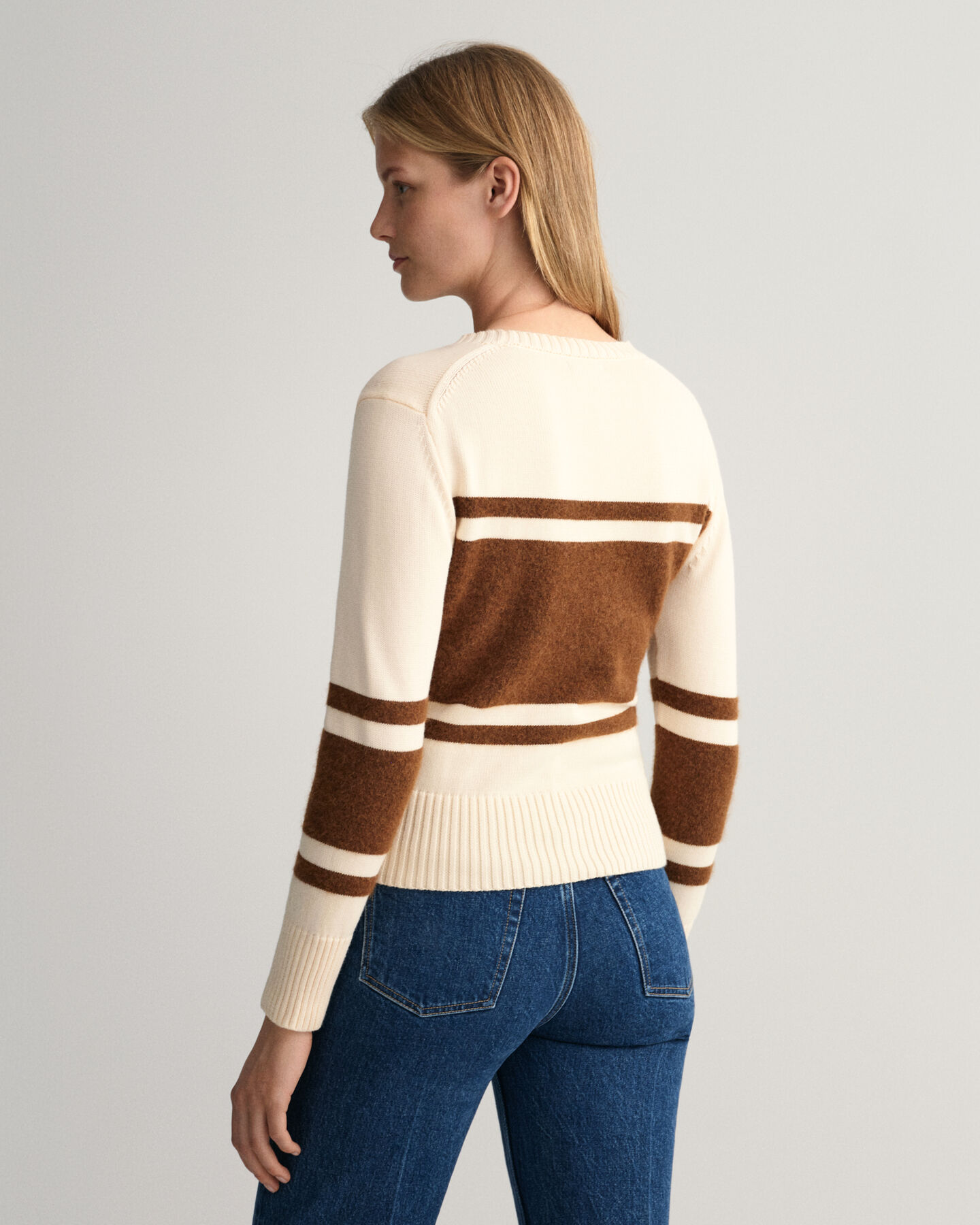 Jersey de cuello redondo a rayas en bloque