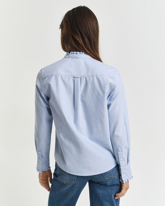 Blusa Oxford clásica con volantes
