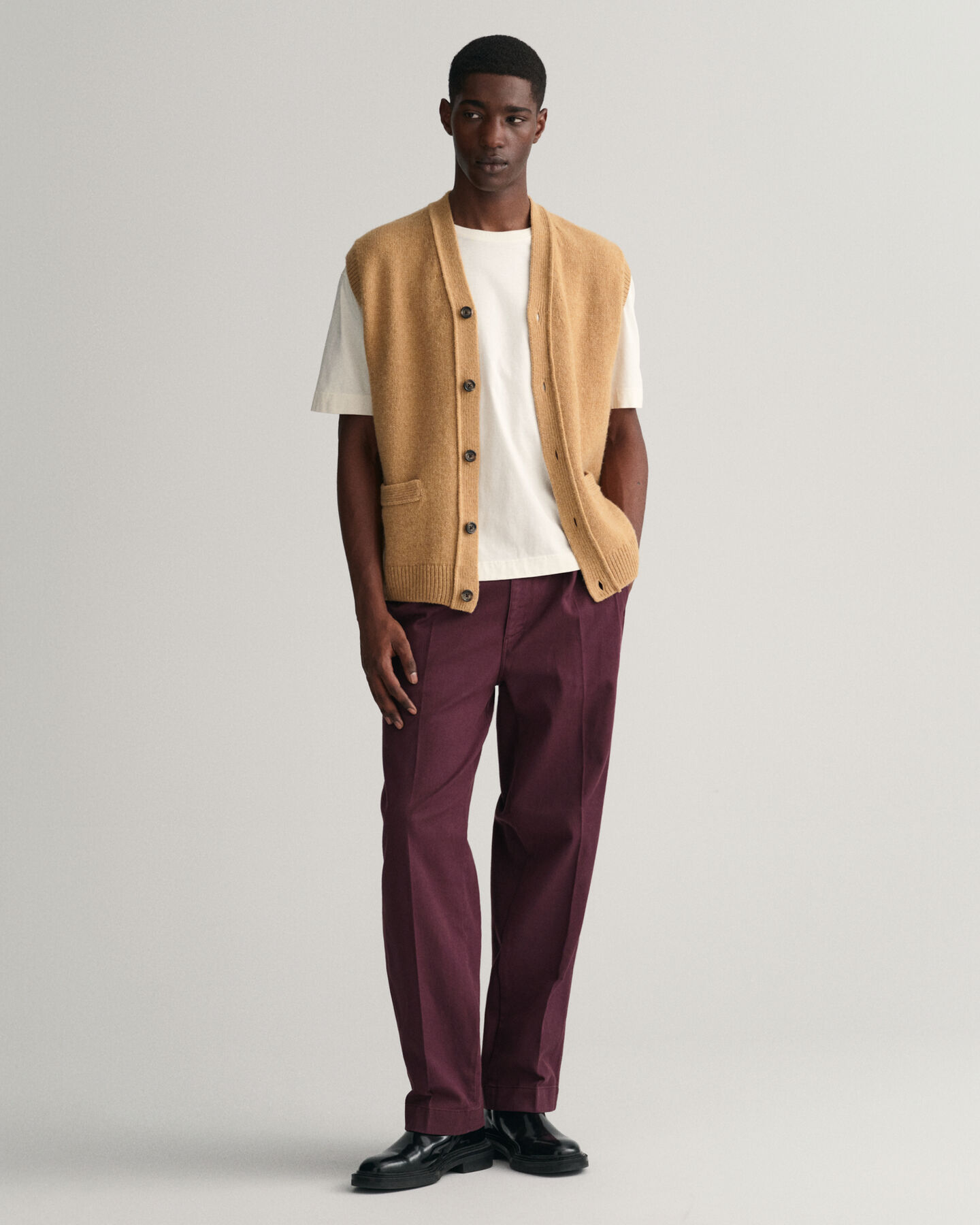 Chaleco abotonado de lana suave