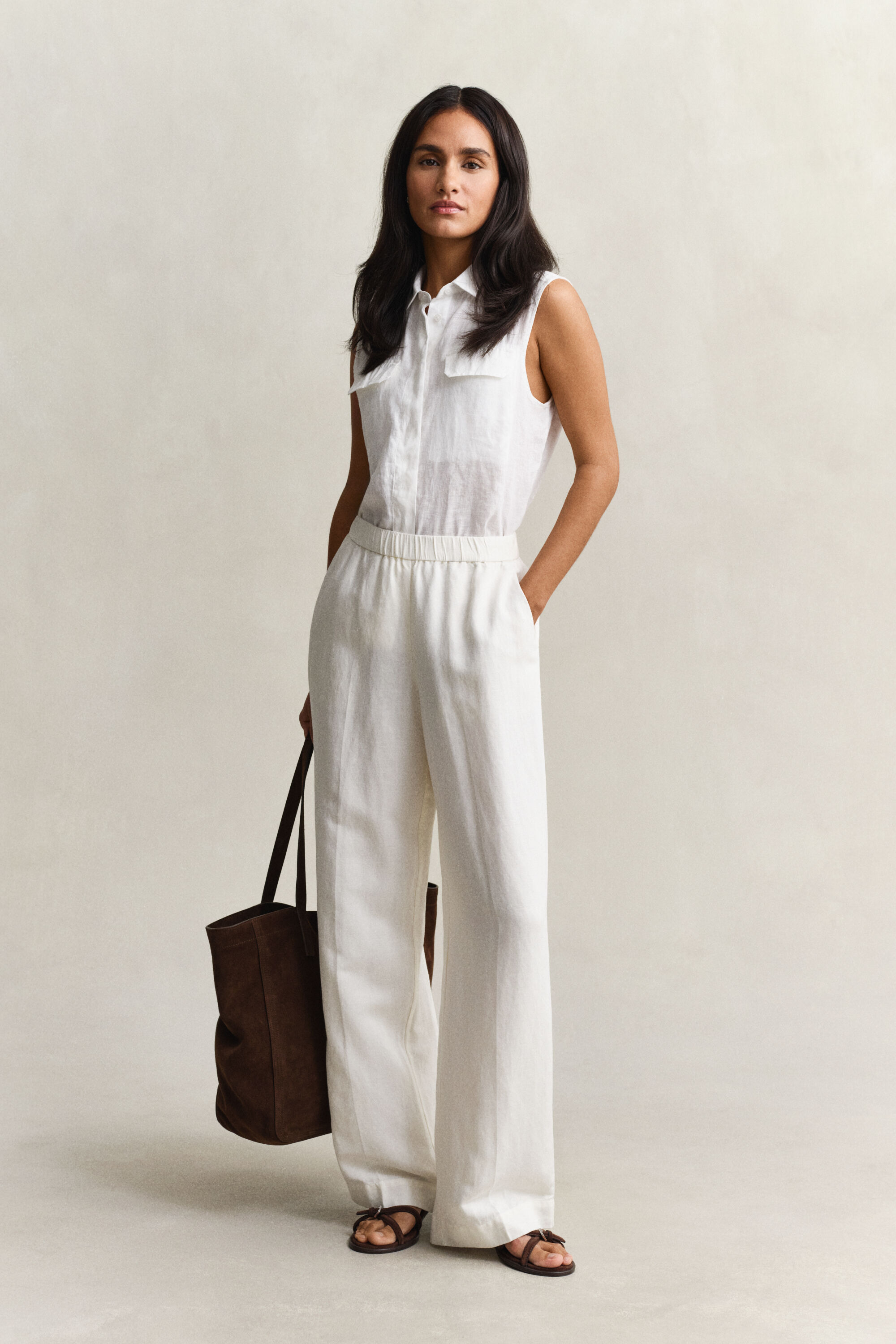 Pantalones en mezcla de lino