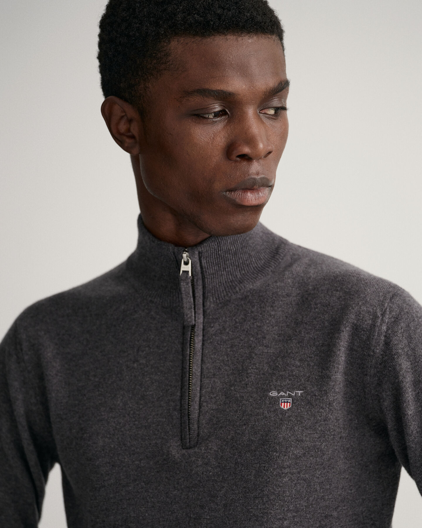 Jersey de lana de oveja muy fina con media cremallera