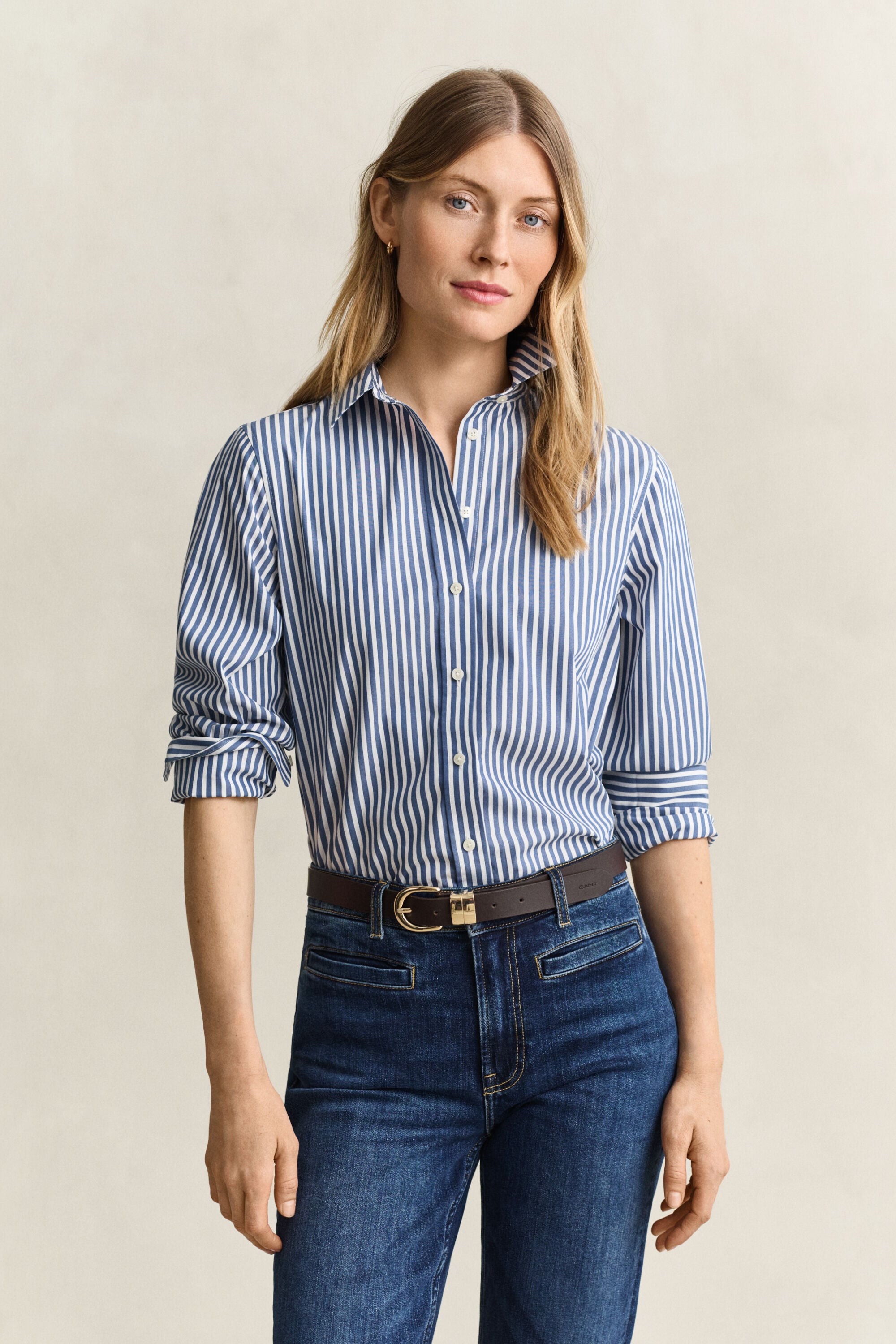 Camisa de popelina Regular Fit clásica de rayas