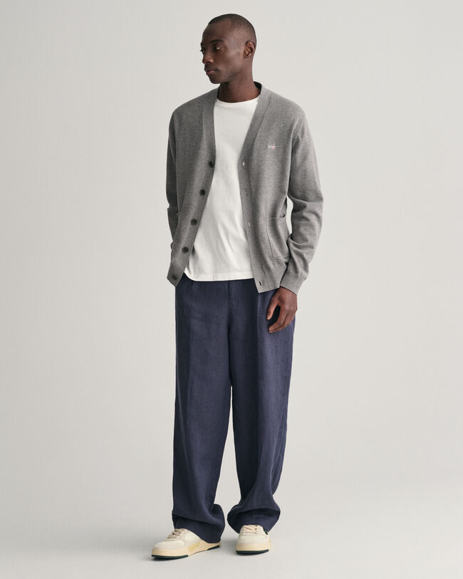 Cárdigan clásico de algodón con cuello de pico