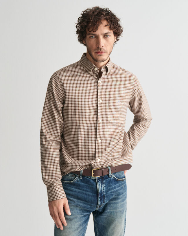 Camisa de franela Regular Fit con microestampado de cuadros