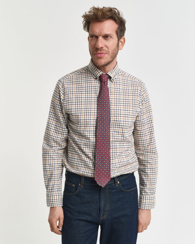 Camisa Regular Fit de sarga a cuadros Tattersall
