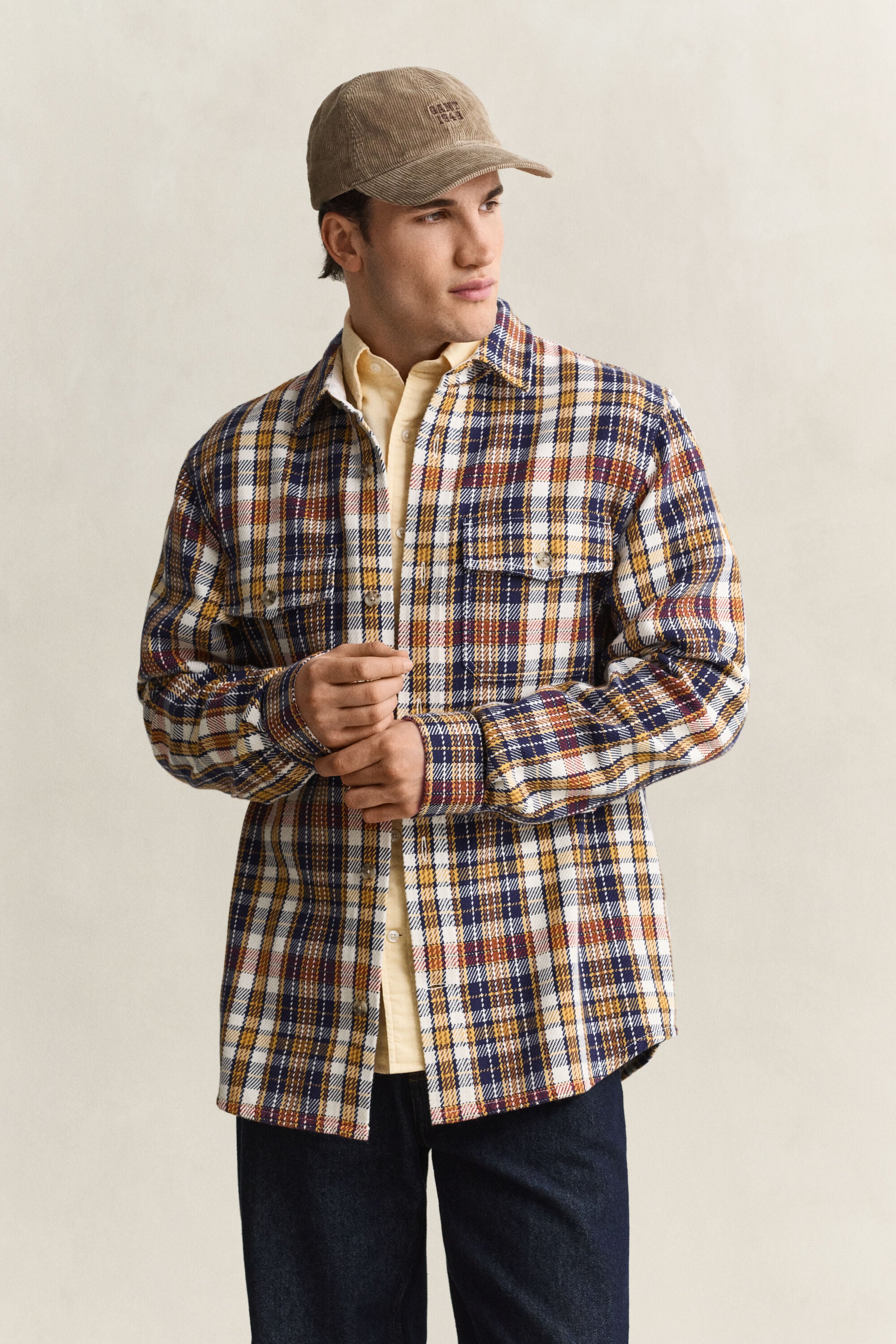 Sobrecamisa de sarga a cuadros