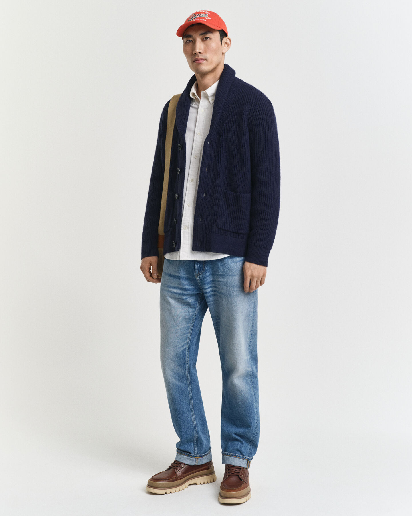 Cárdigan de mezcla de lana con cuello tipo chal