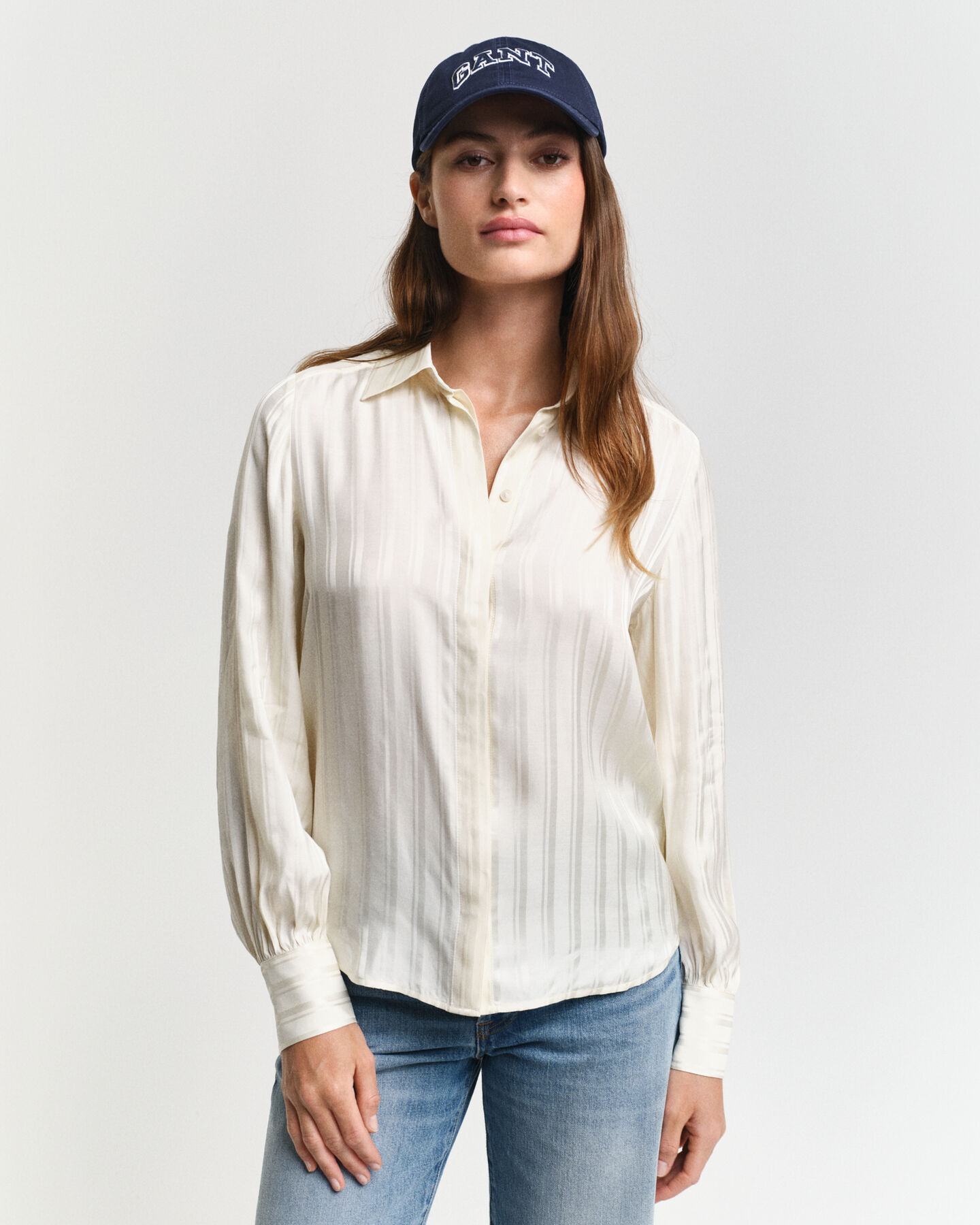 Camisa de sat&eacute;n a rayas Regular Fit