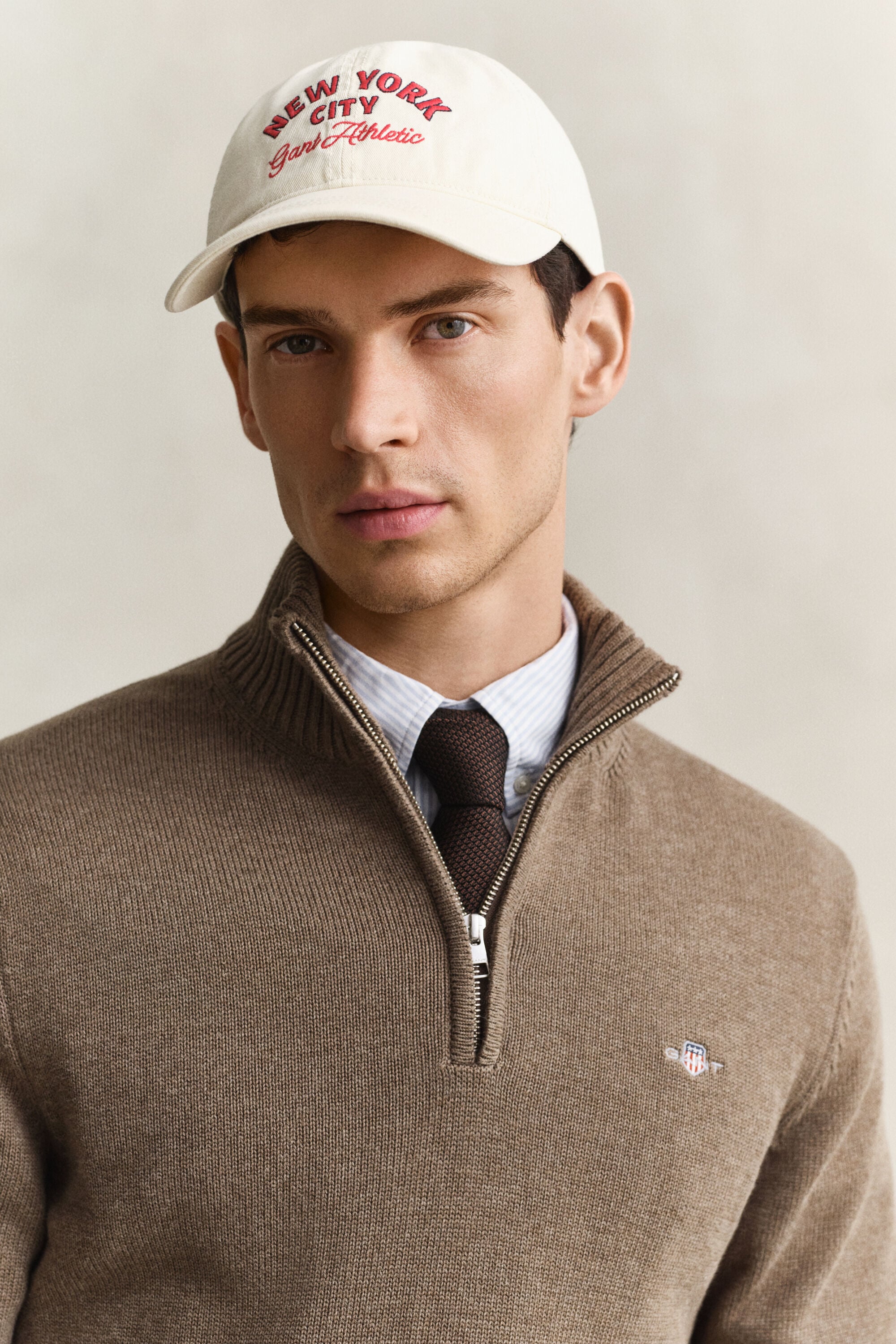 Jersey de algodón con media cremallera Casual